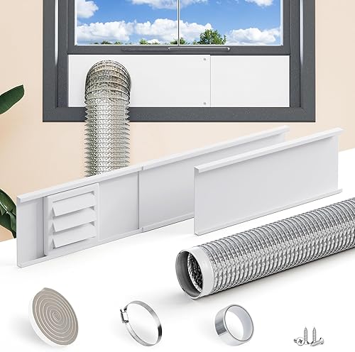 Kit de ventilación para secadora de ventana con manguera de escape de papel de aluminio de 10 pies, kit de ventana de ventilación de secadora