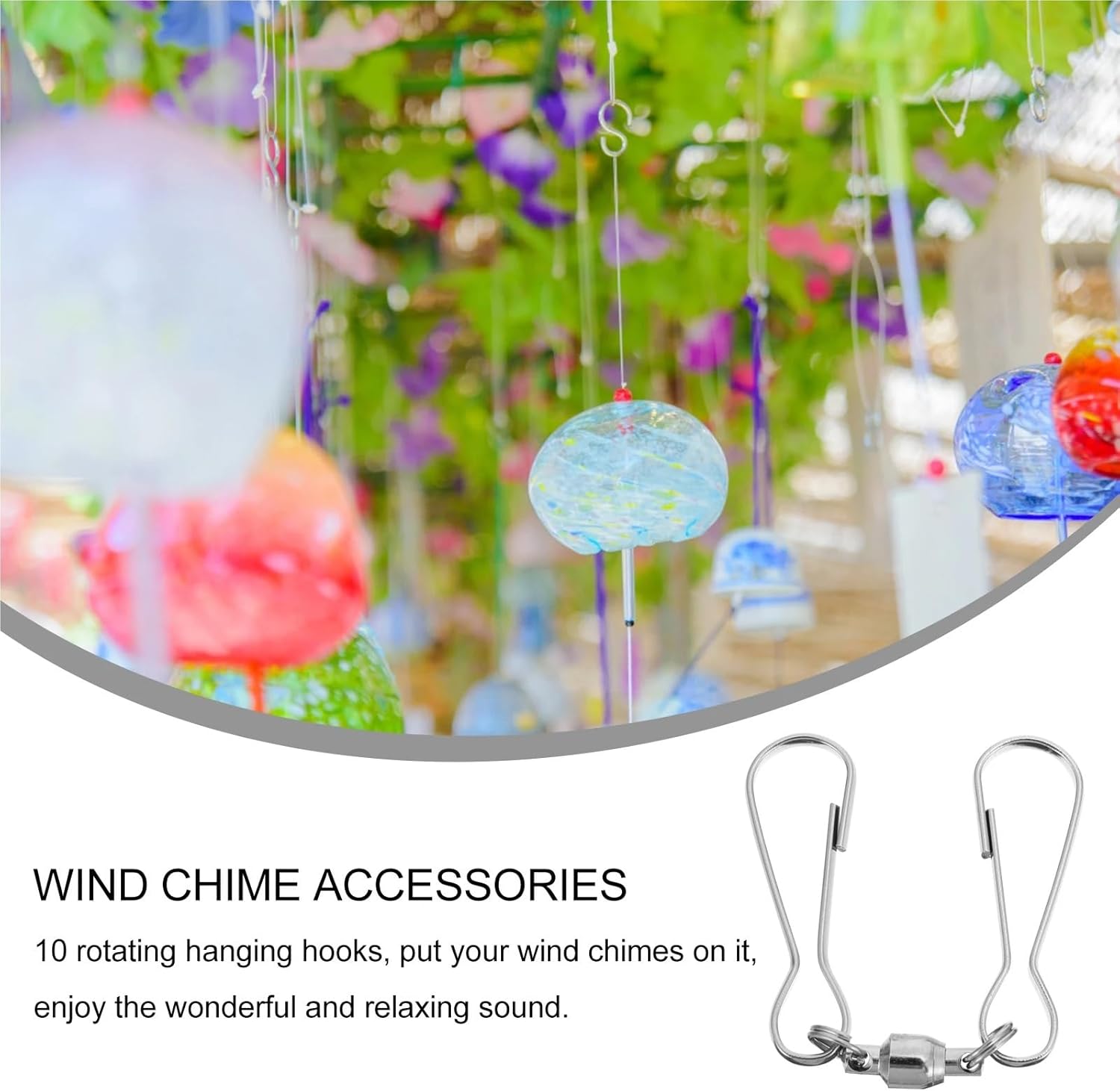 50pcs Rotating Wind Chime Hooks Stainless Steel 360 Degrees Hanging Accessories Decorative