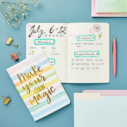 Miniatura 3 de Paper Junkie Cuadernos de diario – Paquete de 6 cuadernos A5 de tapa blanda multicolor, 80 páginas rayadas marfil – Cuadernos inspiradores con