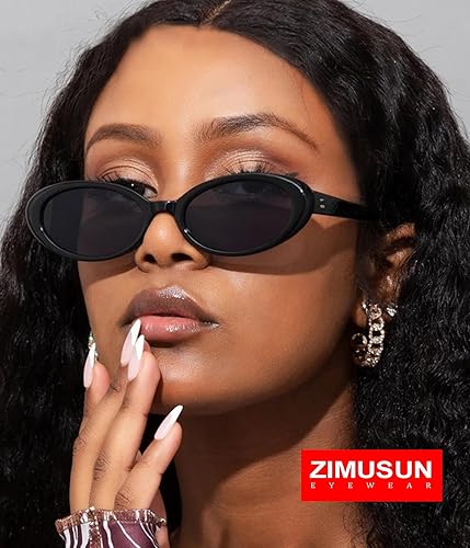Miniatura 2 de ZIMUSUN Lentes de sol ovalados retro para mujeres y hombres, a la moda, con marco ovalado, lentes de sol de los años 90, estilo vintage