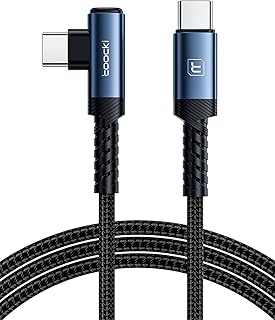 toocki USB C Cable 1M,60W Nylon-Braided Cord,Blue,Right Angle,USB-C Cable Compatible for iPhone 17/iPhone 16/15,iPad Pro/Air,MacBook Pro/Air,Galaxy S24 S23 Ultra,Huawei P60,Xiaomi,etc