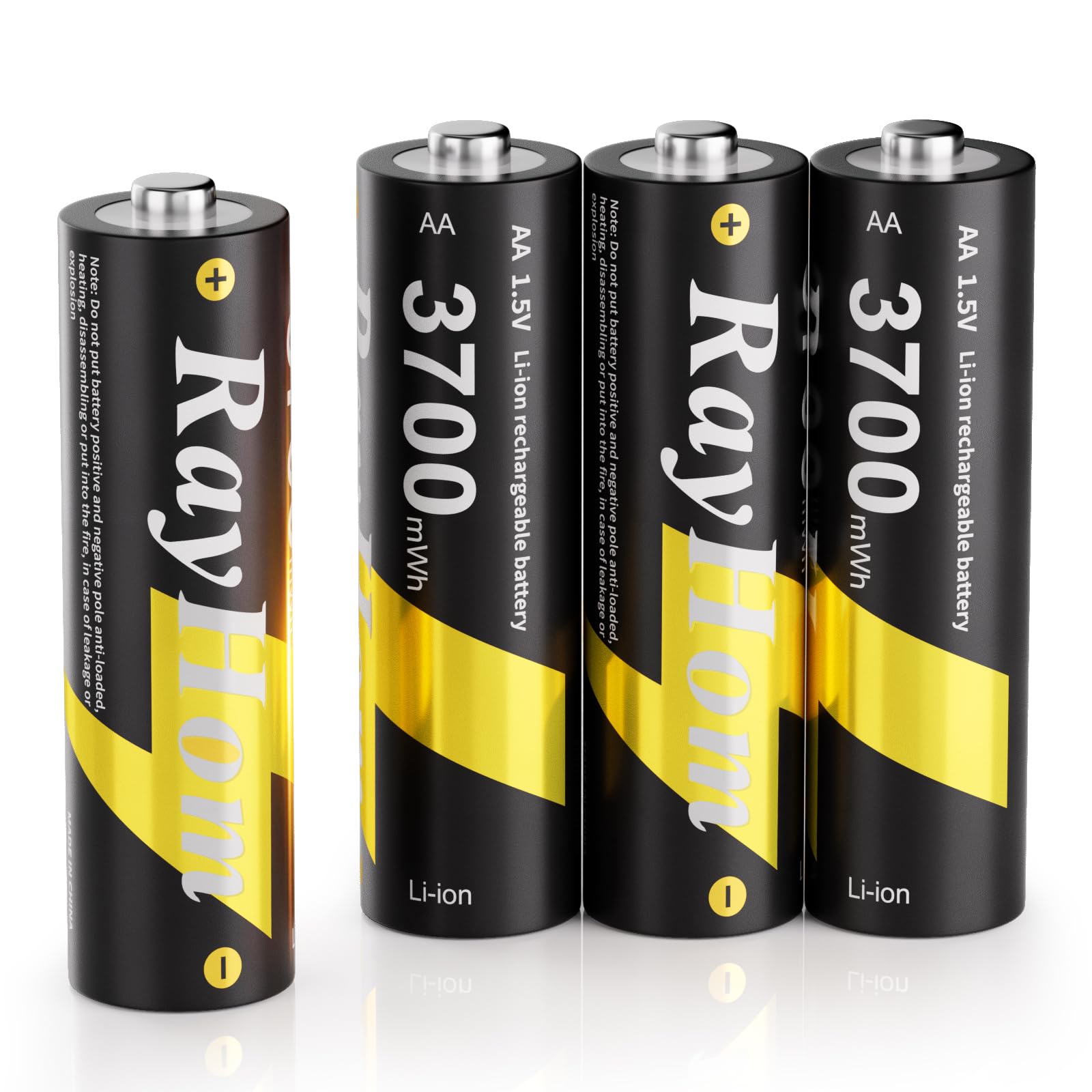 4 Pack AA Lithium Rechargeable Batteries, 3700mWh High Capacity, 1.5V Constant Output, 1600+ Cycles, for Blink Outdoor Camera
