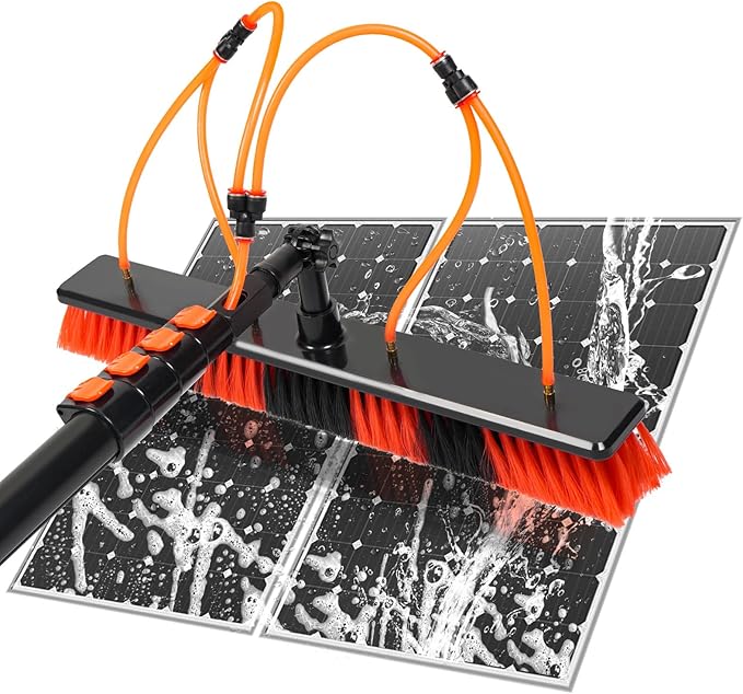 XDOVET Telescopic Washing Brush 7.2 m - 4 Holes Washing Brush with Telescopic Handle - Extendable Patio Roof Cleaning - Conservatory Cleaning Set PV Cleaning Brush Telescopic for Window Cleaning