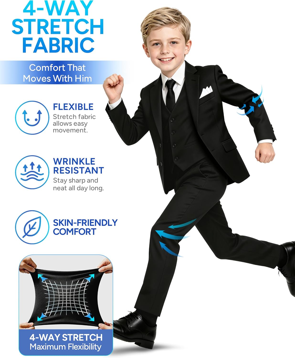 Boys’ 8-Piece Stretch Formal Suit Set, Slim, Husky & Plus Size