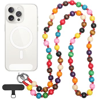 Wooden Beads Mobile Phone Chain 120 cm Colourful Beads Lanyard Handmade