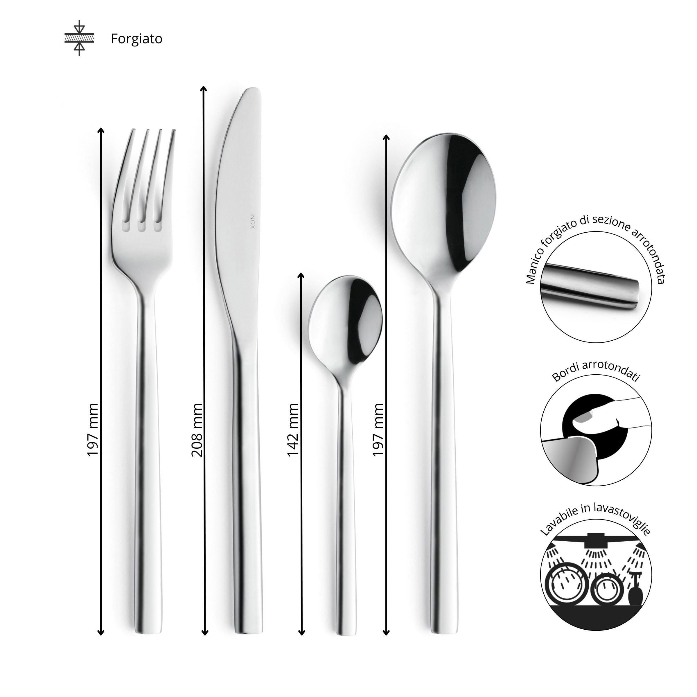 AMEFA - Set di 24 posate per 6 persone - Carlton - Acciaio 18/0 - Finitura Brillante