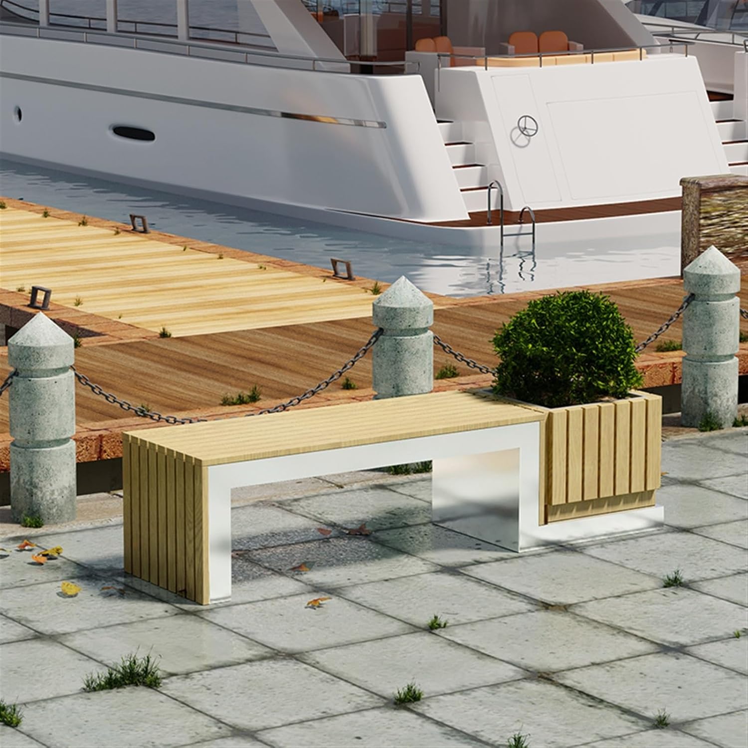Outdoor Park Planter Bench Outdoor Preserved Wood Planter Benches with Bench Commercial Planter Box for Porch, Patio, Garden and Backyard Park Flower Box Bench