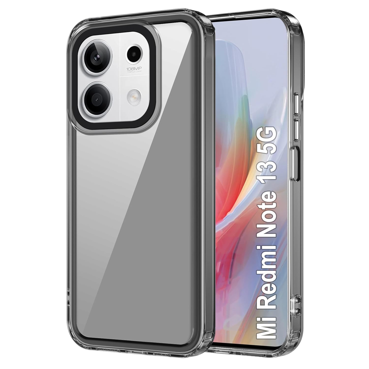 amazon basics Back Case Cover for Mi Redmi Note 13 5G (TPU + PC_Space-Black)