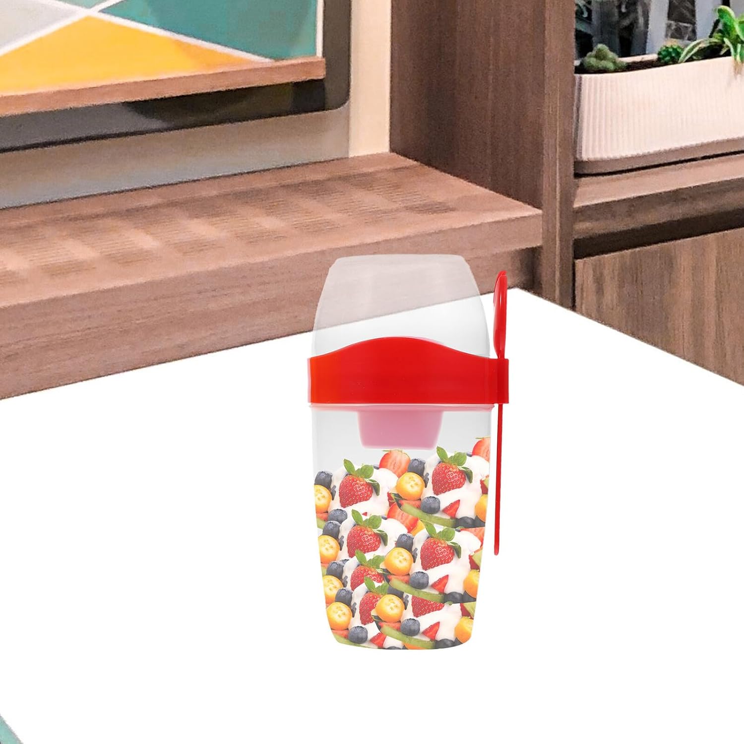 PRETYZOOM 2 Pack Portable Salad Shaker Cups with Spoon, 1070ml PP