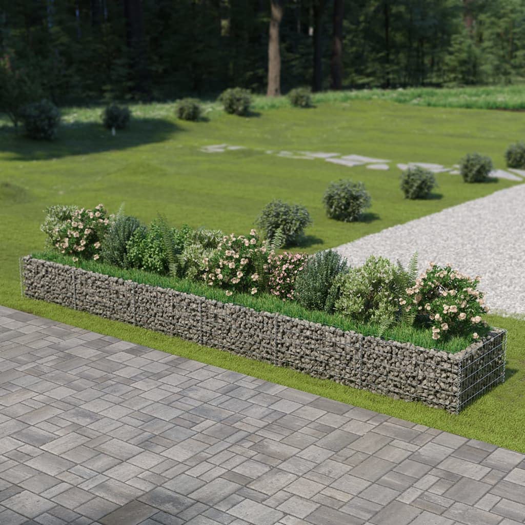 Gecheer Gabion Planter Raised Bed Galvanised Steel Basket Planter Raised Vegetable Bed Steel Wall Fence 540x90x50 cm