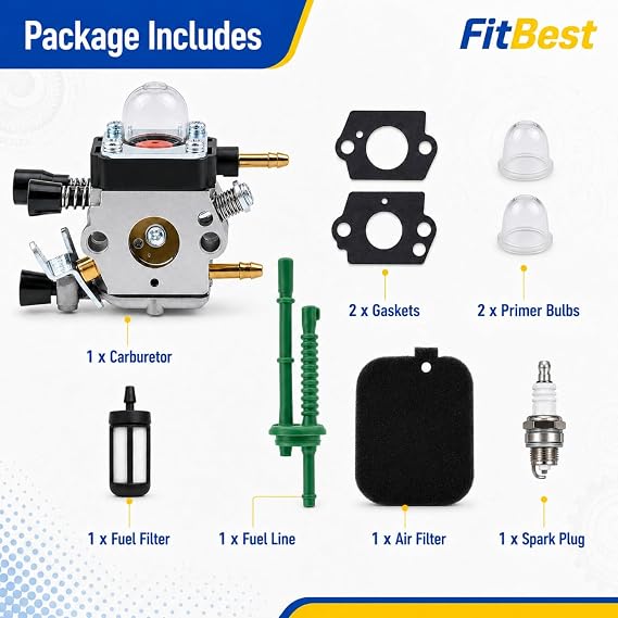 FitBest C1Q-S68 Carburetor Kit Compatible with Stihl BG45 BG55 Blowers | Fits Stihl BG46 BG65 BR45C SH55 SH85 Leaf Blower, Replaces 42291200606, C1Q-S64, C1Q-S68G, C1Q-S68D parts.