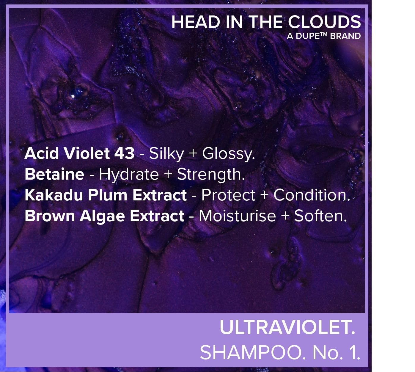 Dupe Head in the Clouds Ultraviolet Purple Shampoo No. 01, Blonde, Silver and White Hair Enhancer - Image 2