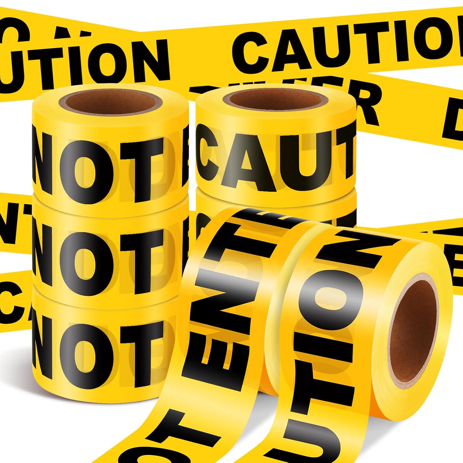 8 Rolls Yellow Caution Do Not Enter Tape 3 Inch x 1000 Feet Safety Warning Tapes Waterproof Barricade Tapes Resistant Construction Caution Tape Roll Crime Scene Tape Party Decor(CAUTION DO NOT ENTER)