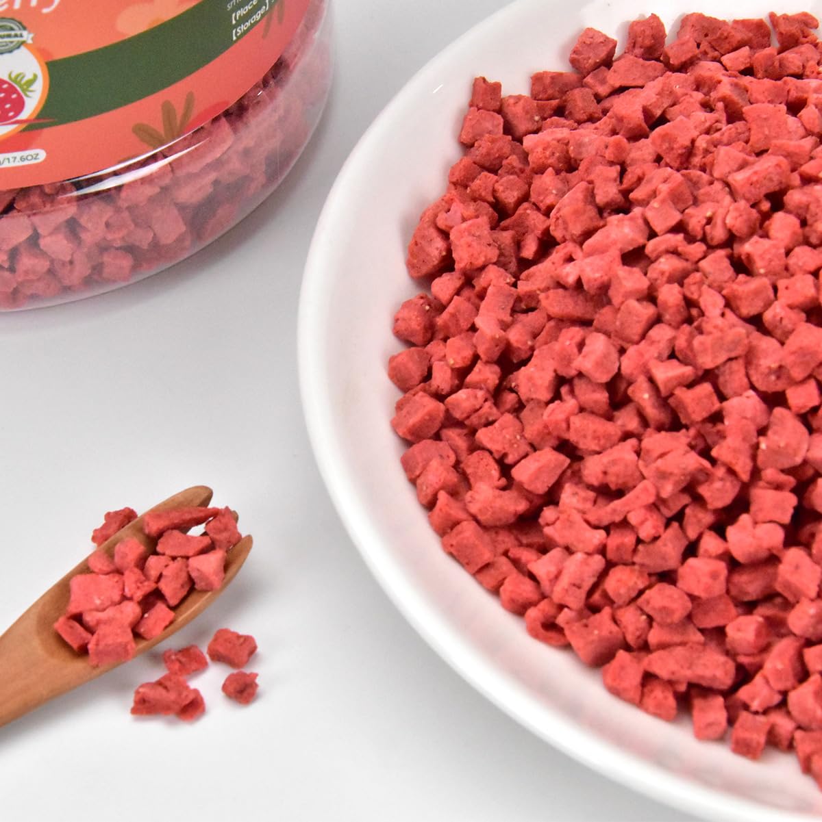 Premium Freeze Dried Strawberries Pieces 17.6 Oz/500g, Crispy Diced Strawberries Dried, 100% Natural & No Additives, No Sugar (17.6 oz)