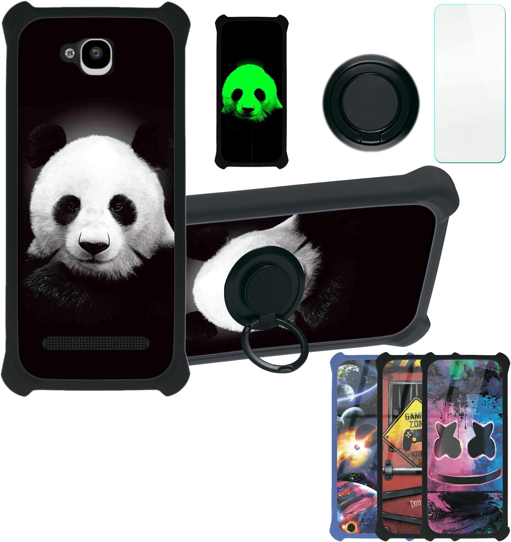 Case for Konrow Coolsense Simply Case Compatible with Konrow Coolsense Simply Phone Case Cover [with Tempered Glass Screen Protector][PC + TPU 2 in 1][Ring Support] [Luminous Effect] YGH-HBX
