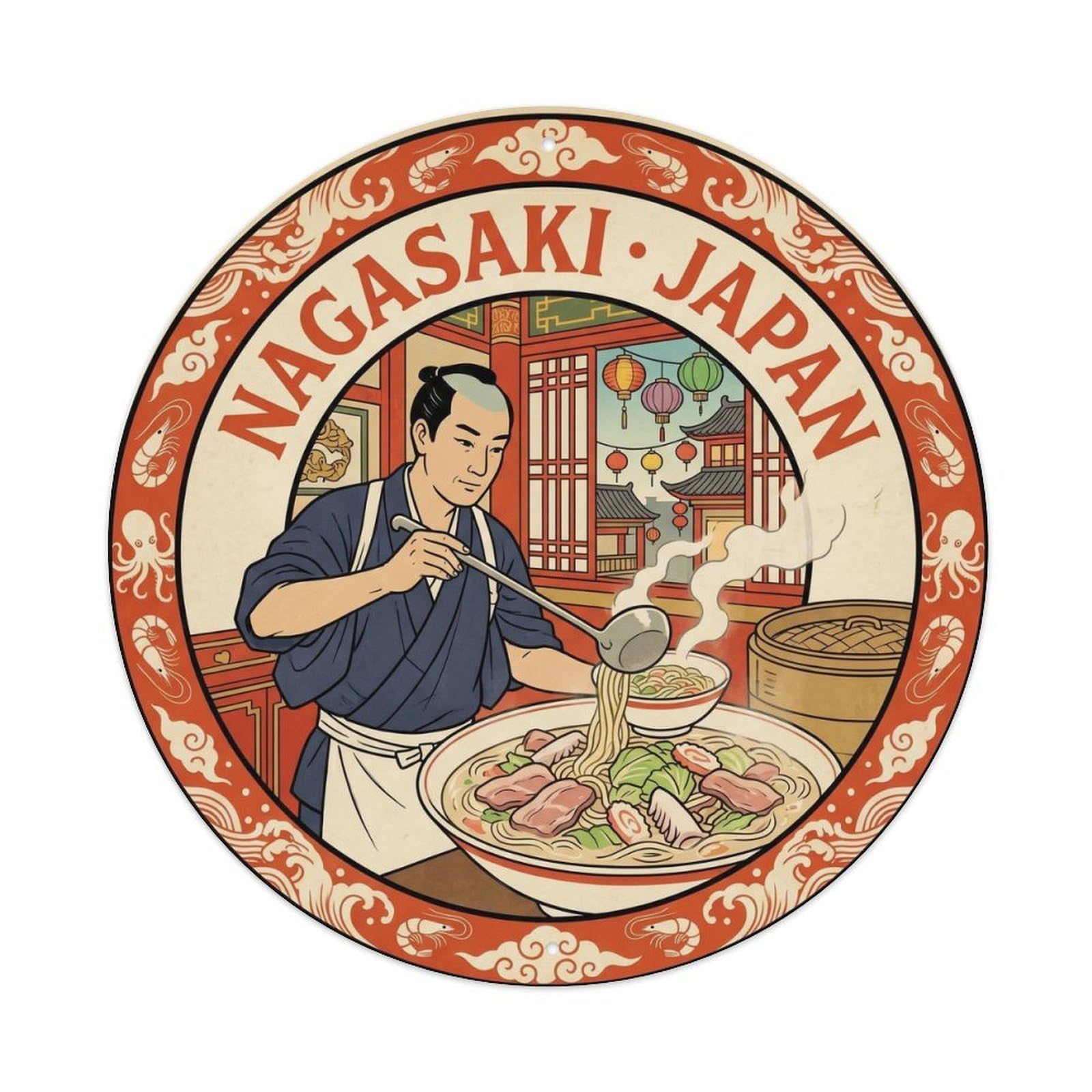 Champon Noodle Soup Japanese Cuisine Market Local Metal Tin Sign