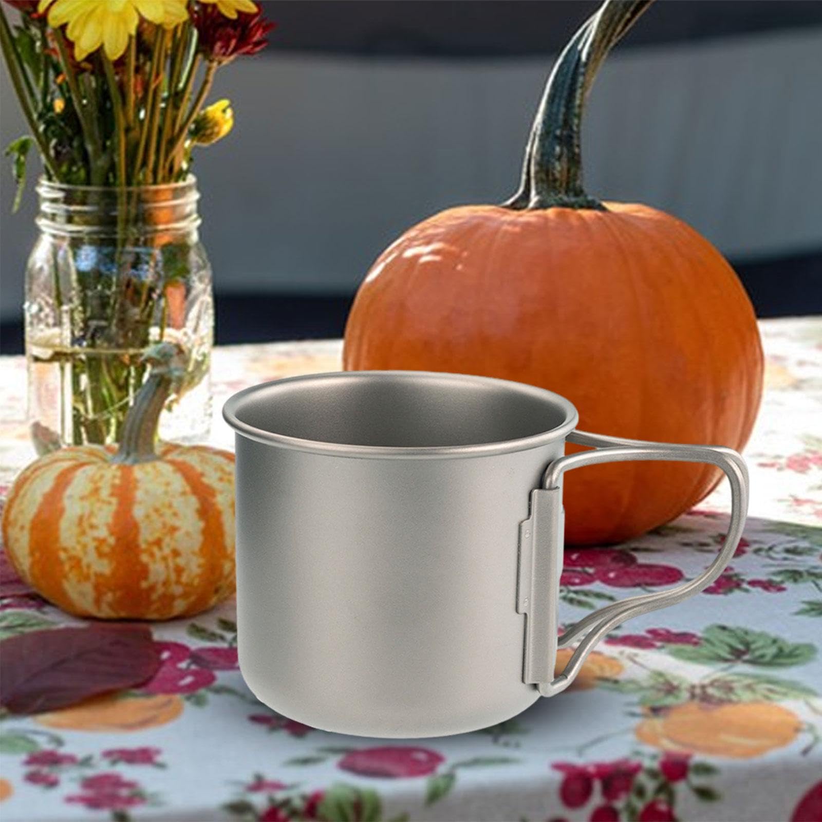 Baoblaze Mug en Titane avec Anse Pliable, Mug de -léger, Tasse à Boire