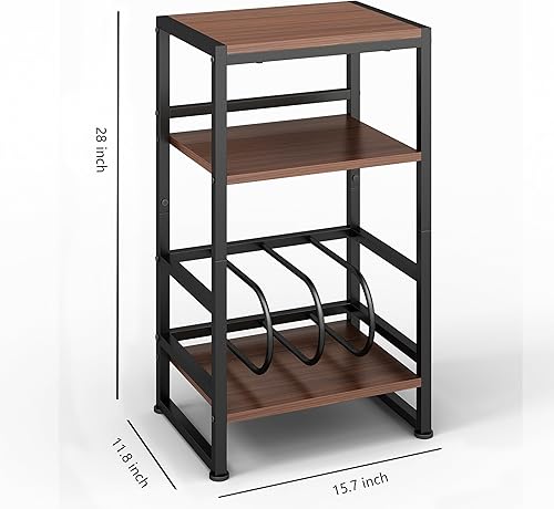 Miniatura 3 de Soporte para tocadiscos de vinilo de 3 niveles, mesa auxiliar para almacenamiento de álbumes, soporte para tocadiscos de 28 pulgadas de alto con