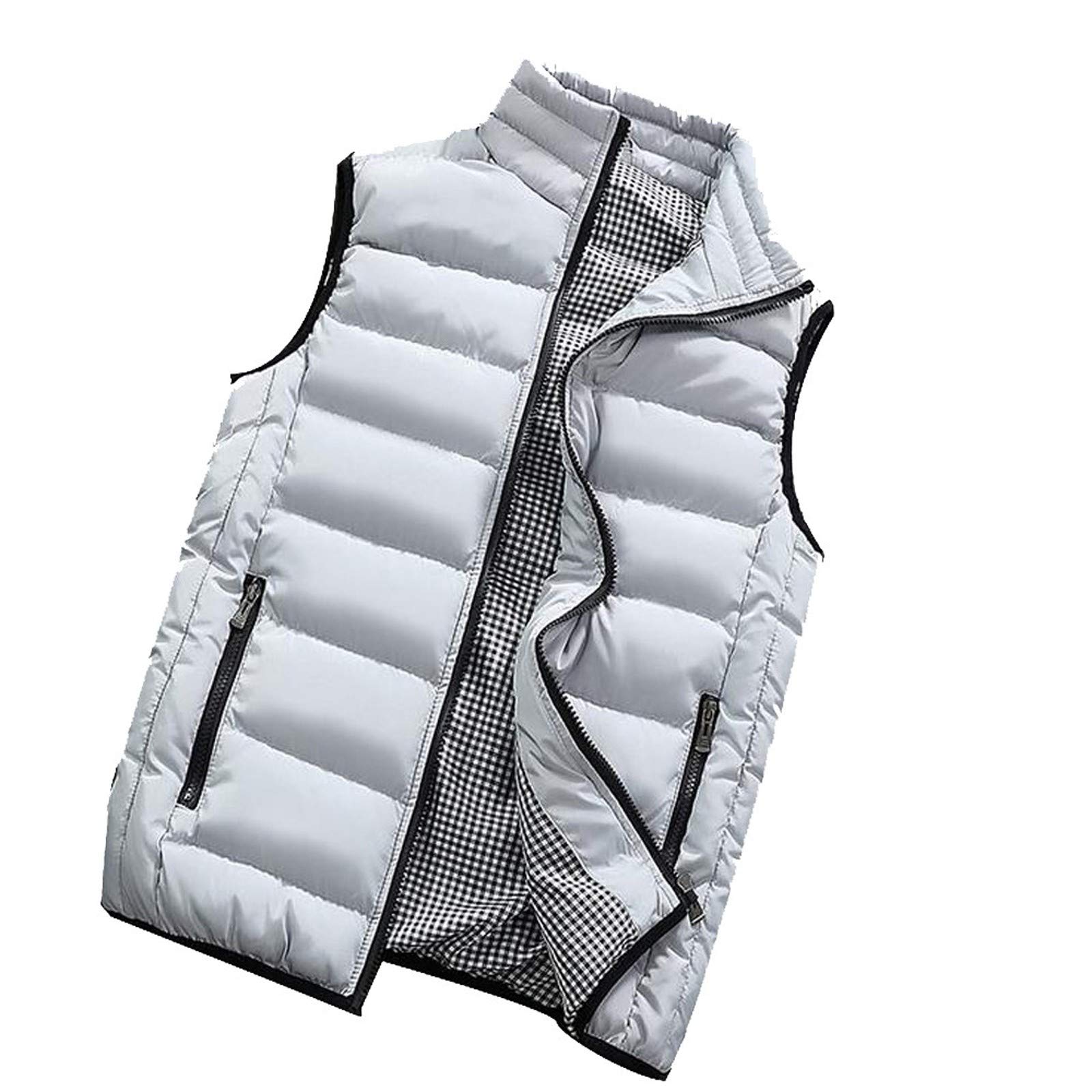 KONG JIMFAN Steppweste Herren Leichte Bequem Herren Weste Stehkragen Outdoor Jacke mit Reißverschlüssen Fleeceweste Taschen Ärmellos Jacke Freizeit Übergangs Daunenweste Dicke Daunenweste Laufweste