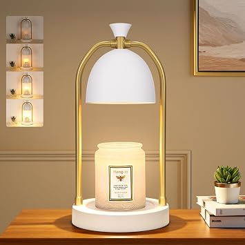 Hong-in White Candle Warmer Lamp with Timer-Unique Happy Birthday Gifts for Women and Men, Fun Gift Ideas for 30th, 40th, 50th and 60th Birthdays for Gold Home Decor