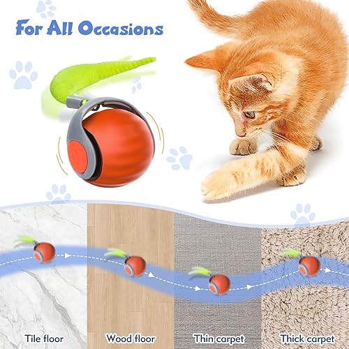 Miniatura 7 de Juguetes interactivos para gatos de interior, juguete automático para gatos de movimiento rápido, bola turbo con cola 3.0 para gatos adultos