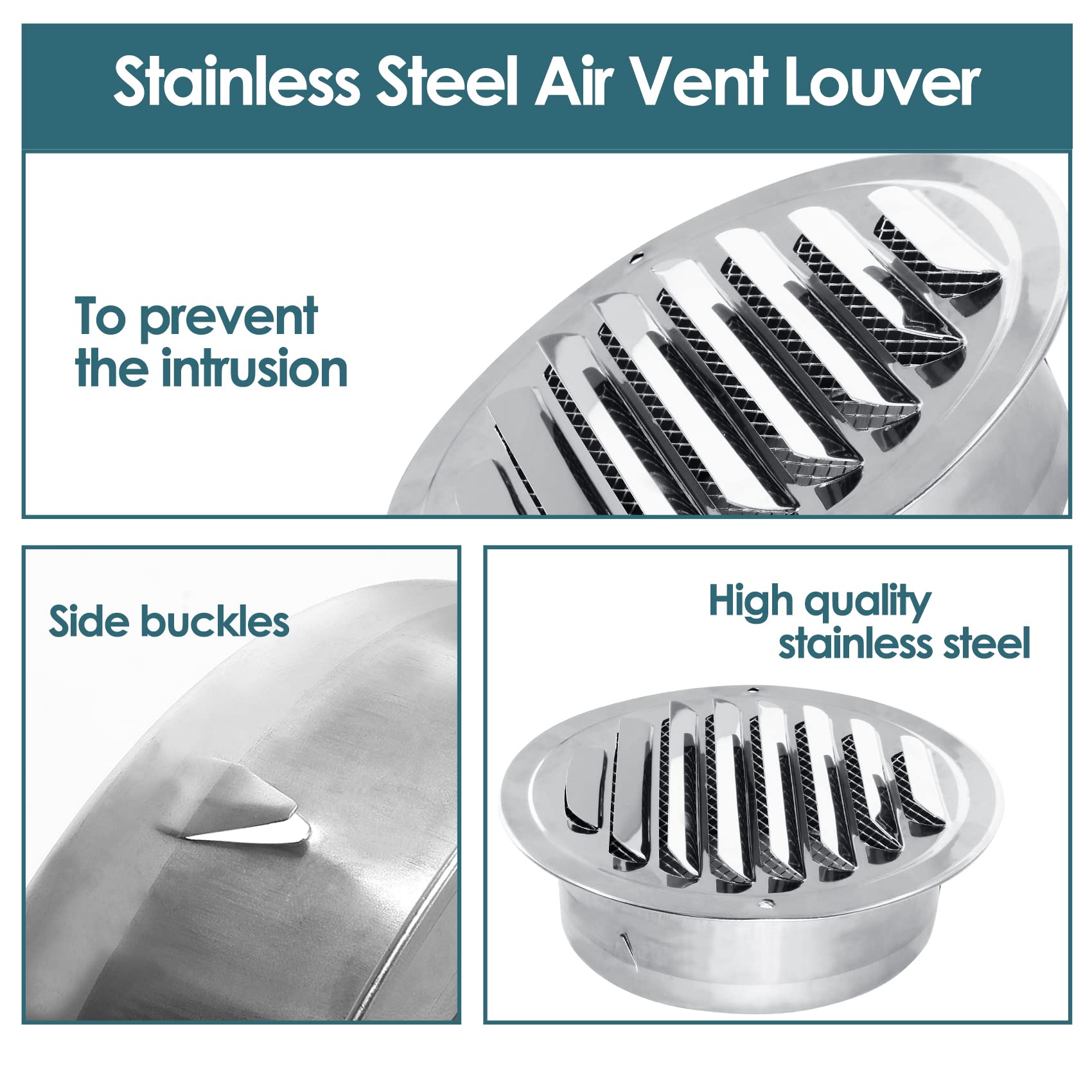 Uenhoy 8 Inch Round Vent Cover Stainless Steel Air Vents Round Soffit Vents Louver Grille Cover