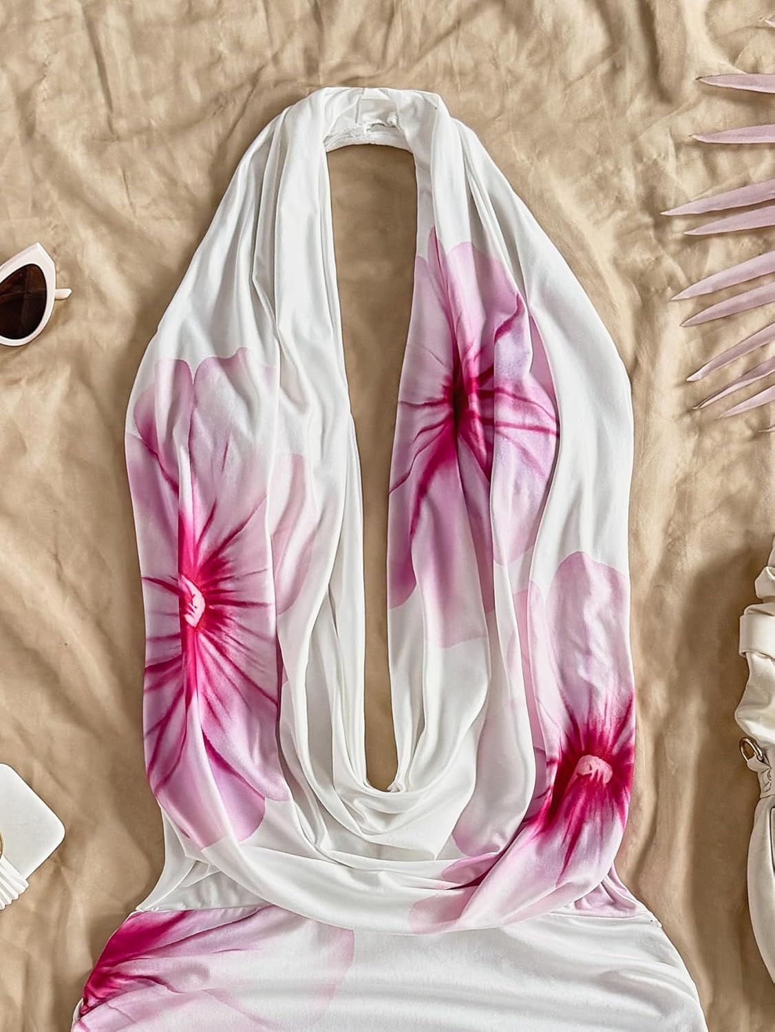 SOLY HUX Women's Floral Print Sundresses Halter Cowl Neck Summer Bodycon Mini Dress Vacation Outfits - Image 5