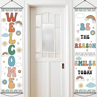 2pcs Boho Rainbow Welcome Banner Classroom Door Decorations Back to School Banner Positive Motivational Colorful Classroom Supplies for Teachers First Day of School Office Bulletin Board