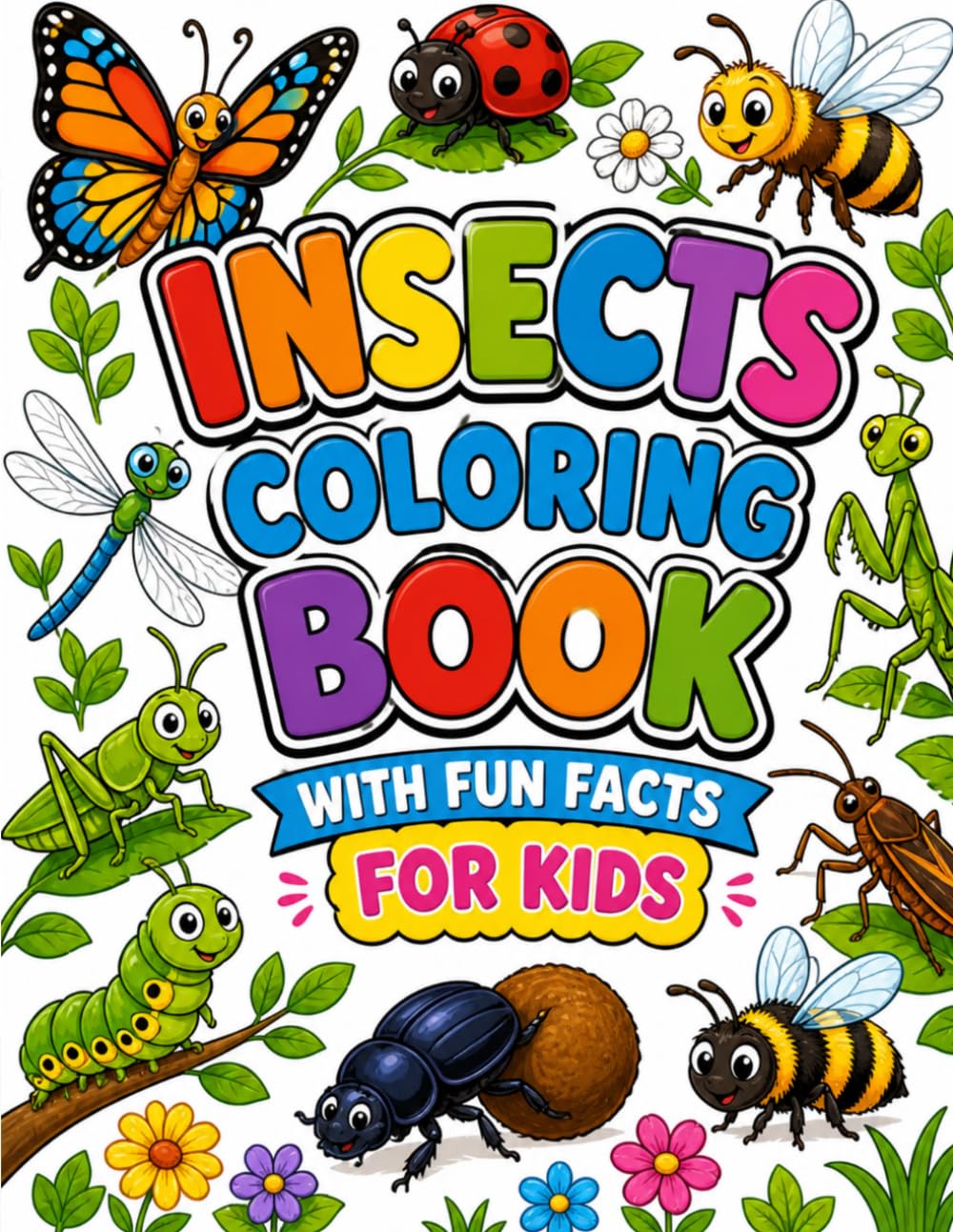 Insects Coloring Book with Fun Facts for Kids