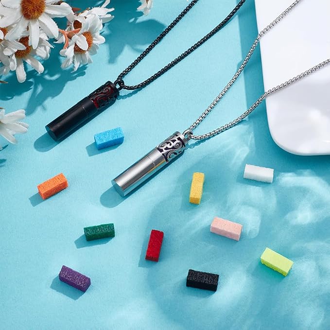 2 Collares Difusor de Aromas Acero Inoxidable con 20 Almohadillas miniatura 5