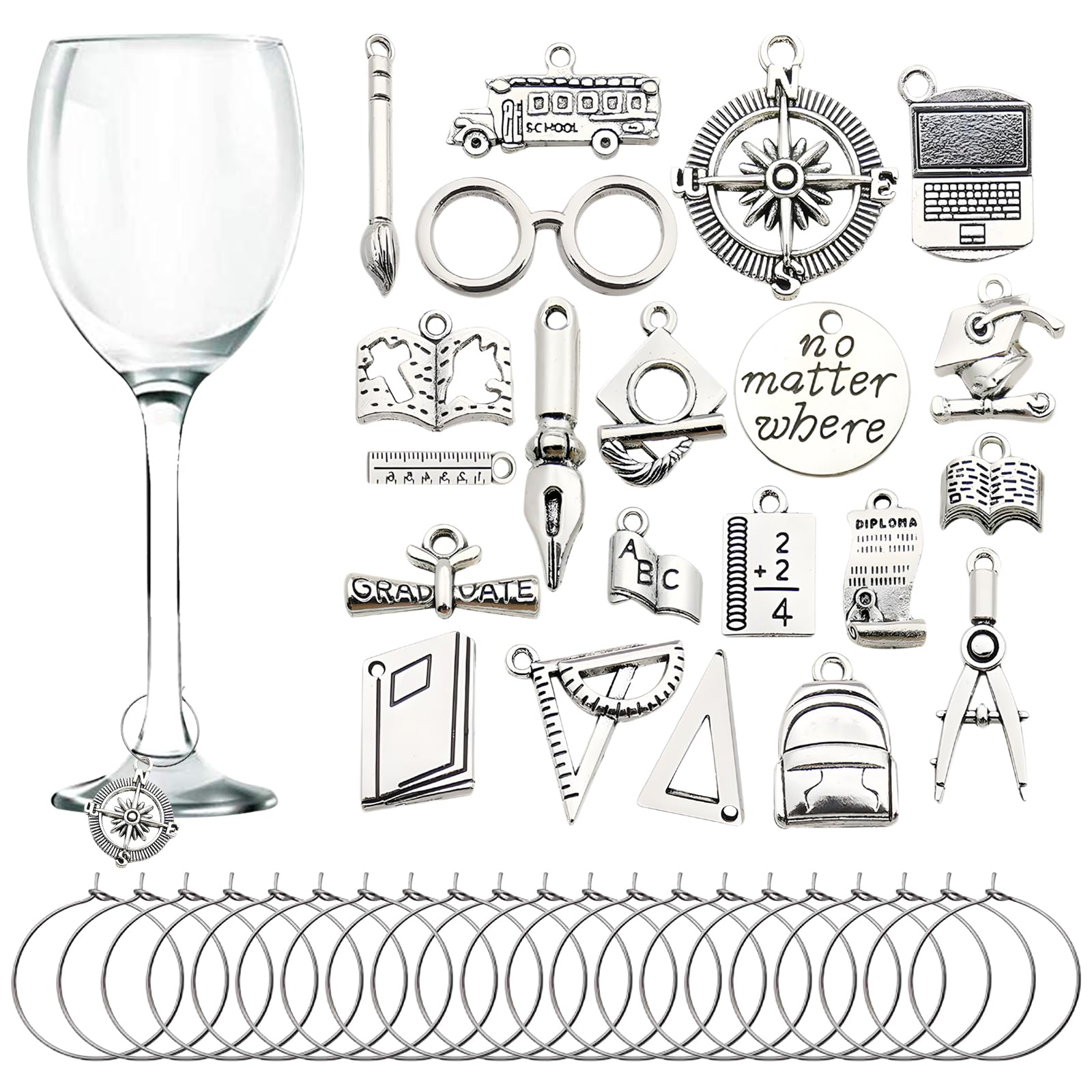 50/40/30/20 piezas de Dijes para Copas de Vino, Marcadores para Copas de Vino con temática de vino para degustación de vino, cócteles, champán, regalos de fiesta, suministros de decoración