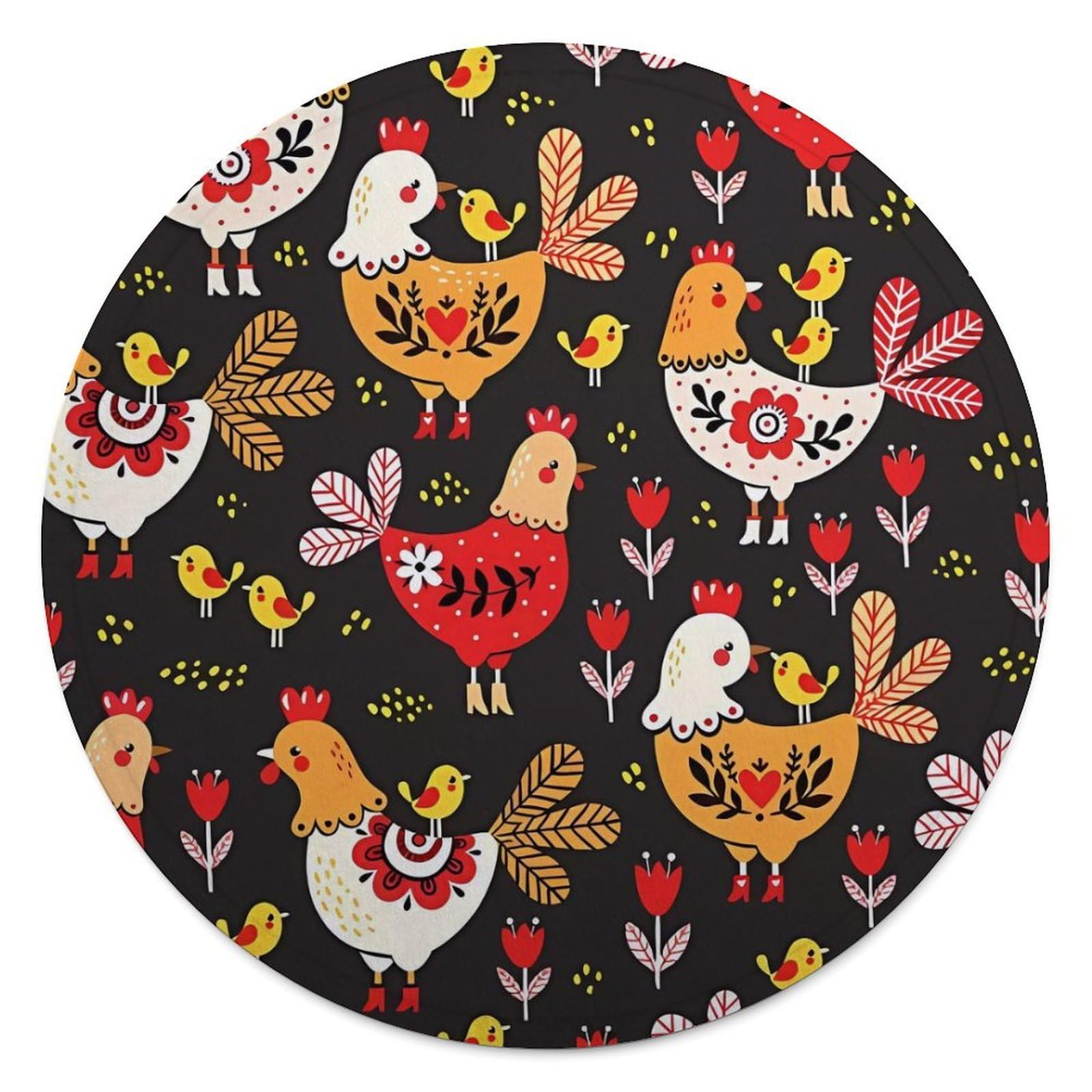 Couverture ronde coq en flanelle 140cm pour canapé et plaid polaire de bureau