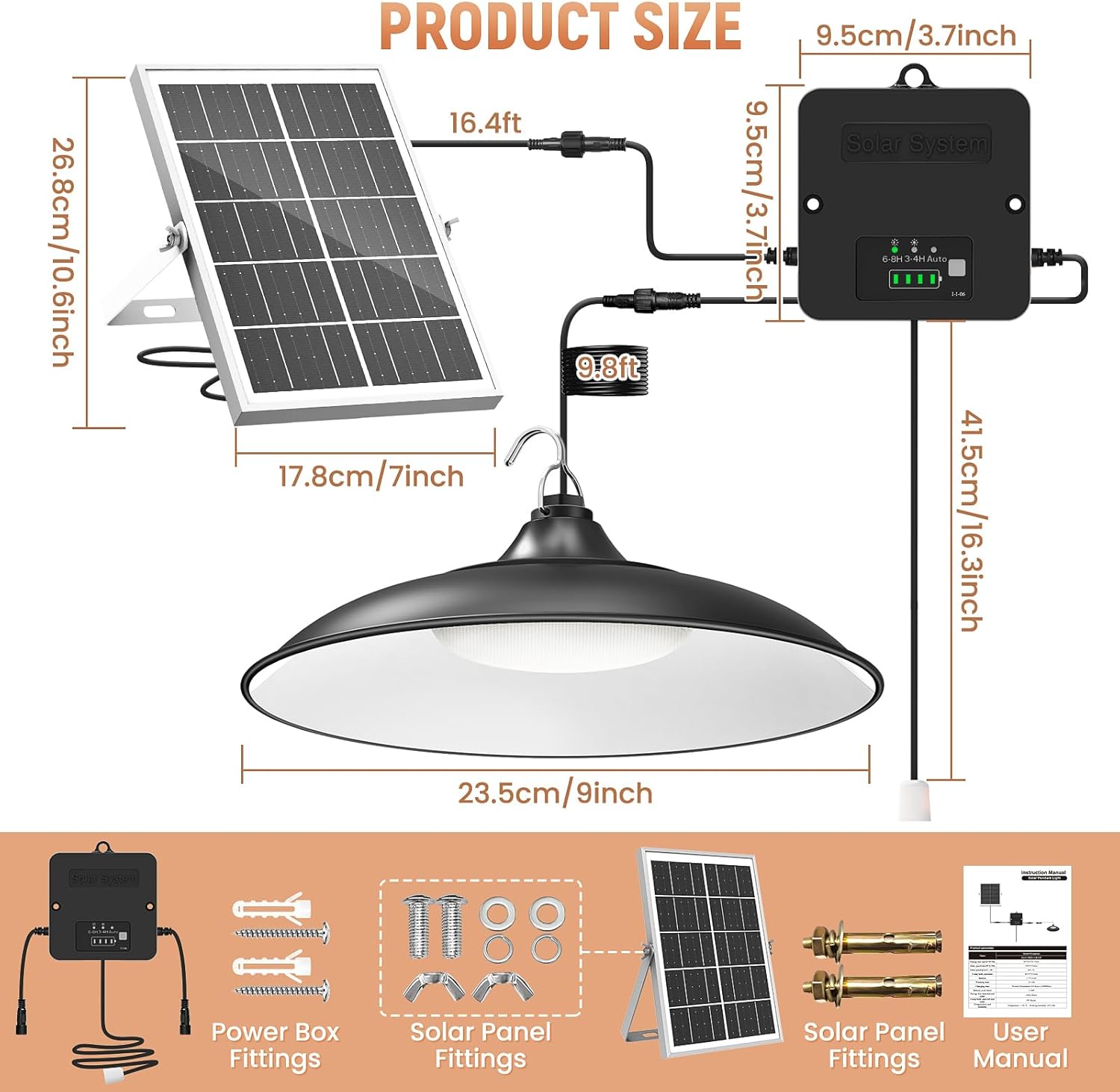 Solar Shed Light Indoor Outdoor, 2000LM Daytime Available Pendant Light with Pull String, Dusk to Dawn, 3 Lighting Modes Solar Lights Indoor, IP65 Waterproof for Barn, Gazebo, Shop, Garage