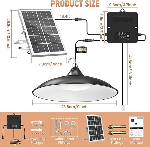 Miniatura 7 de Luz solar para interiores y exteriores, 2000 lm disponible durante el día, luz colgante con cuerda de tracción, del atardecer al amanecer, 3 modos