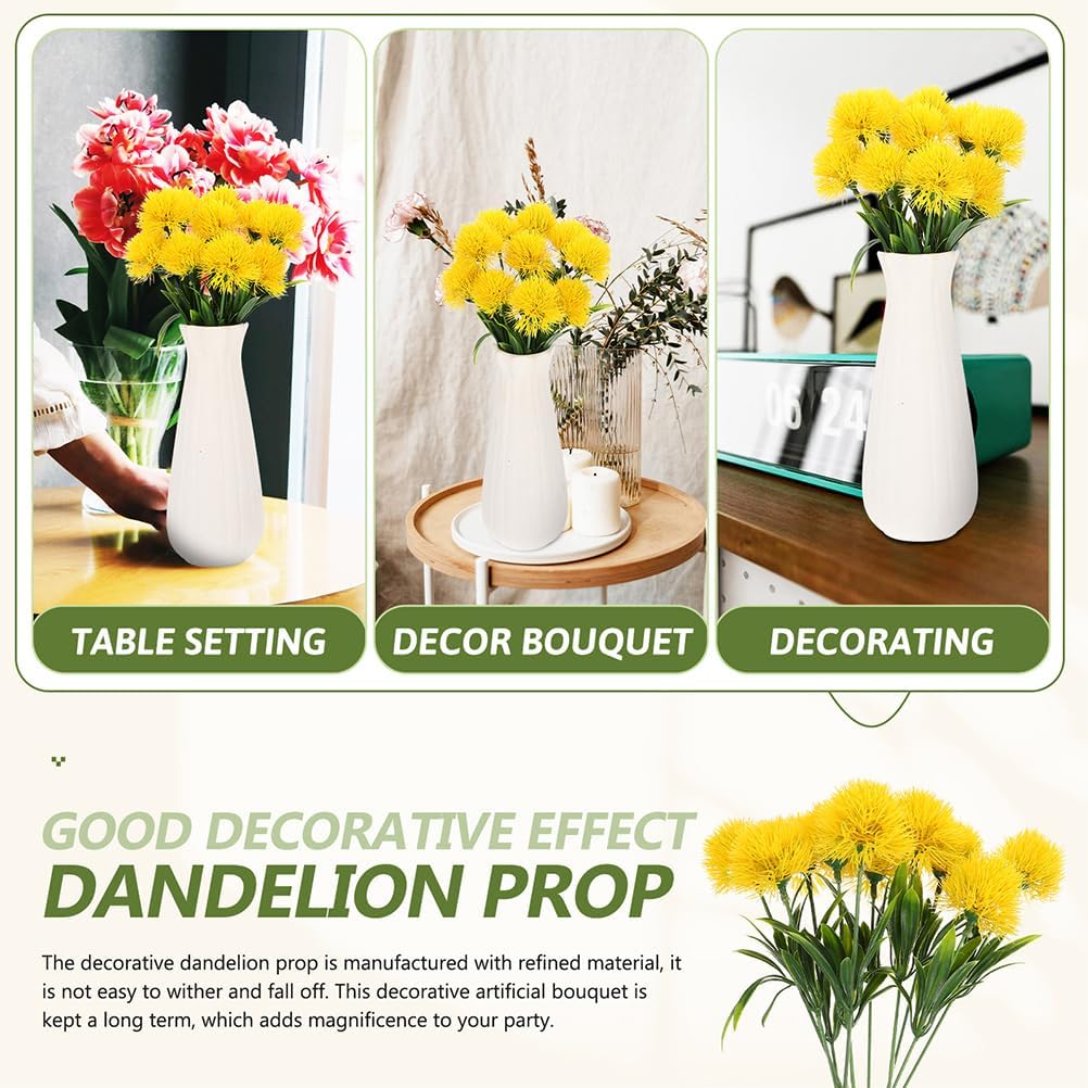 Alipis Artificial Dandelion Flowers Bouquet Faux Dandelion Puff for Wedding Decor Home Decoration Office Table Centerpiece 1.38X2.76X1.38 Inches