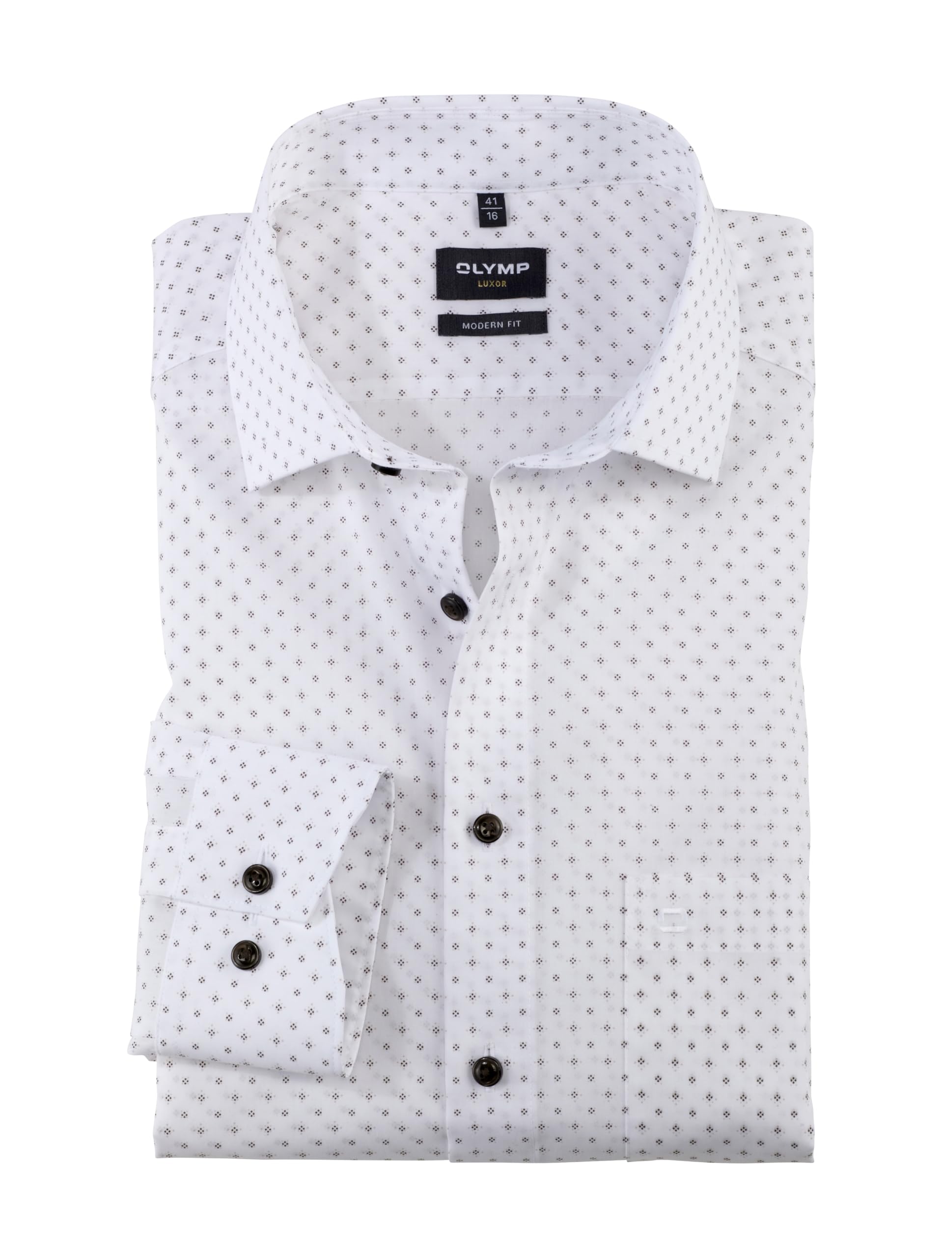 OLYMP Herren Oberhemd Langarm Luxor,Rotationsdruck auf Uni,Luxor modern fit,19 Global Kent
