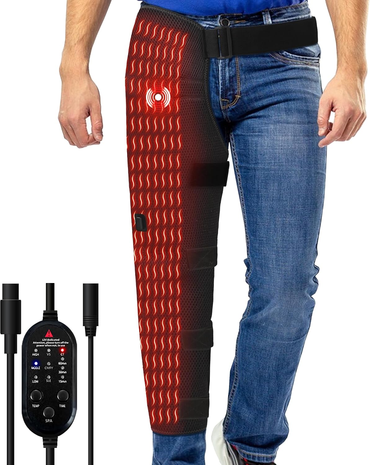 Leg Heating Pad Massager, Heating Pad for Legs with 3 Vibration and Heat Settings, Heating pad for Knee & Thigh & Calf Pain Relief, Adjustable Size