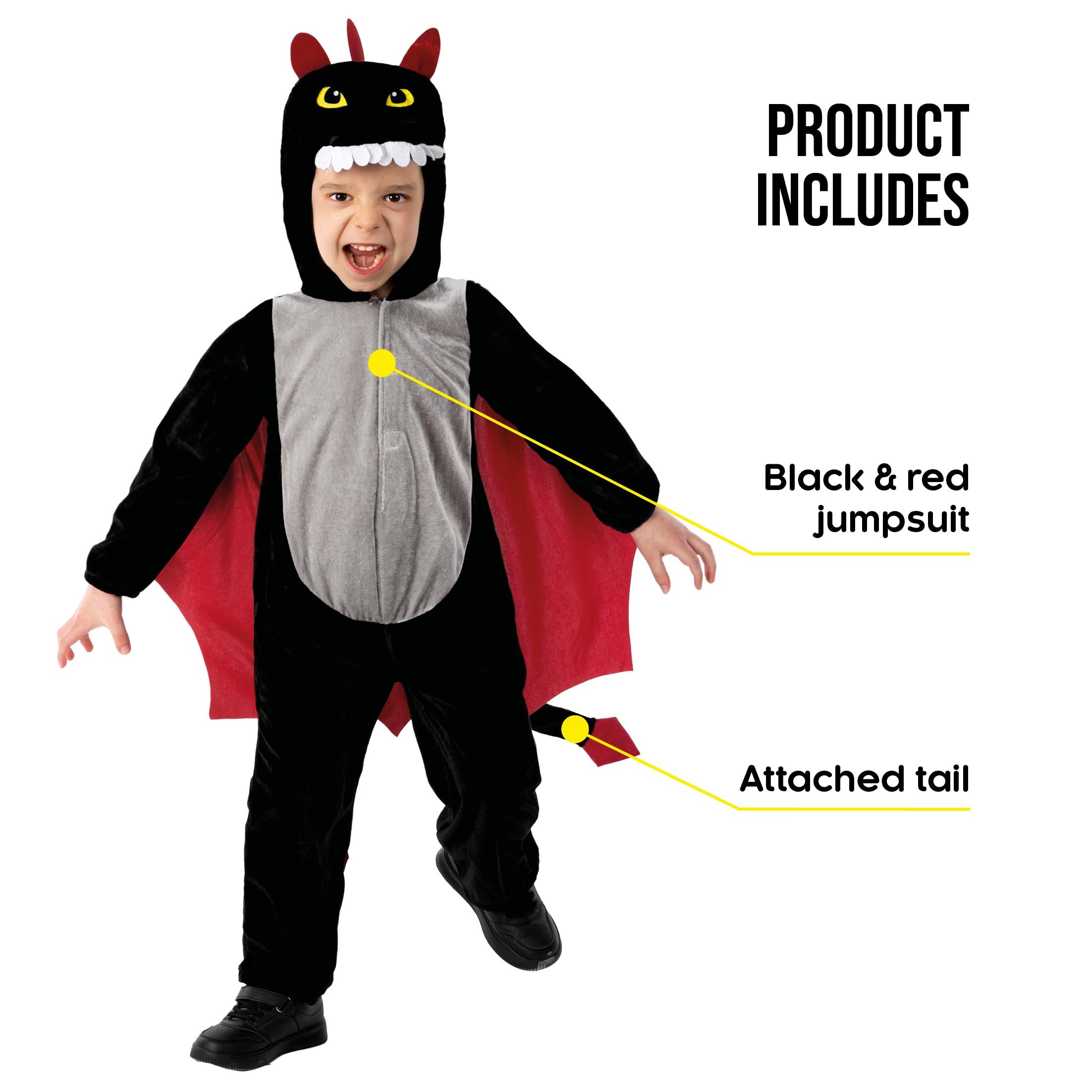 Fun Shack Kids Dragon Costume Black Red Animal Kids Halloween Costume Small