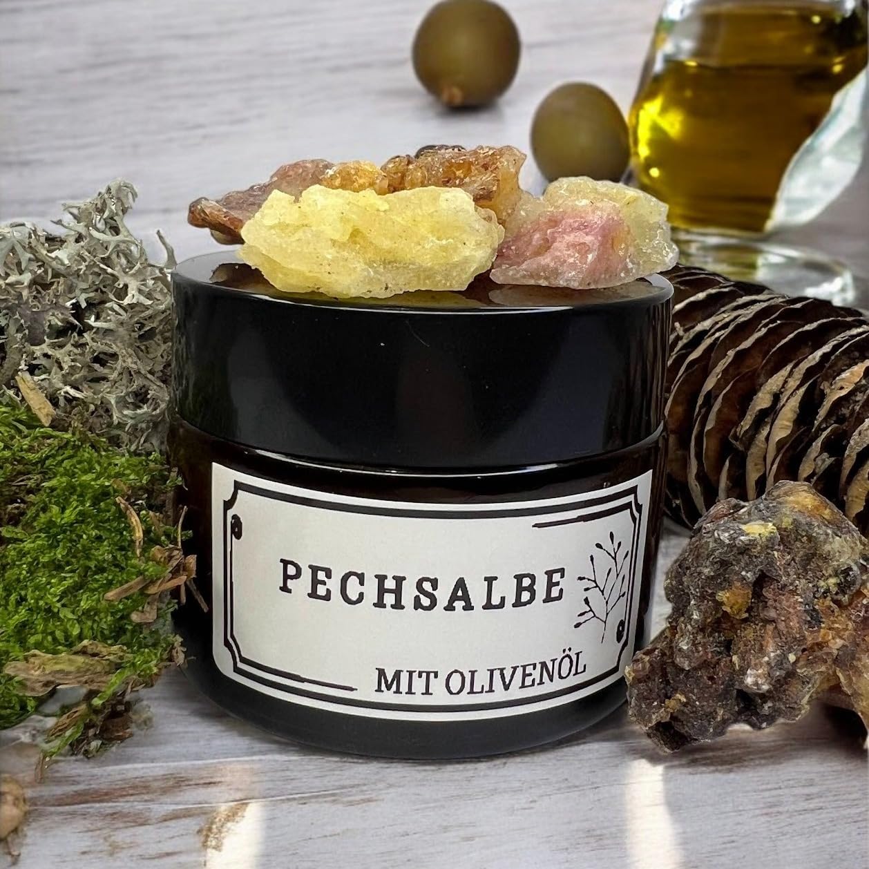 Bio PECHSALBE HARZSALBE | natürliches Fichten und Kiefern Baumharz | aus Österreichs Wäldern | reines Naturprodukt | ohne Konservierungsstoffe | traditionelles Rezept (Olivenöl, 50ml)