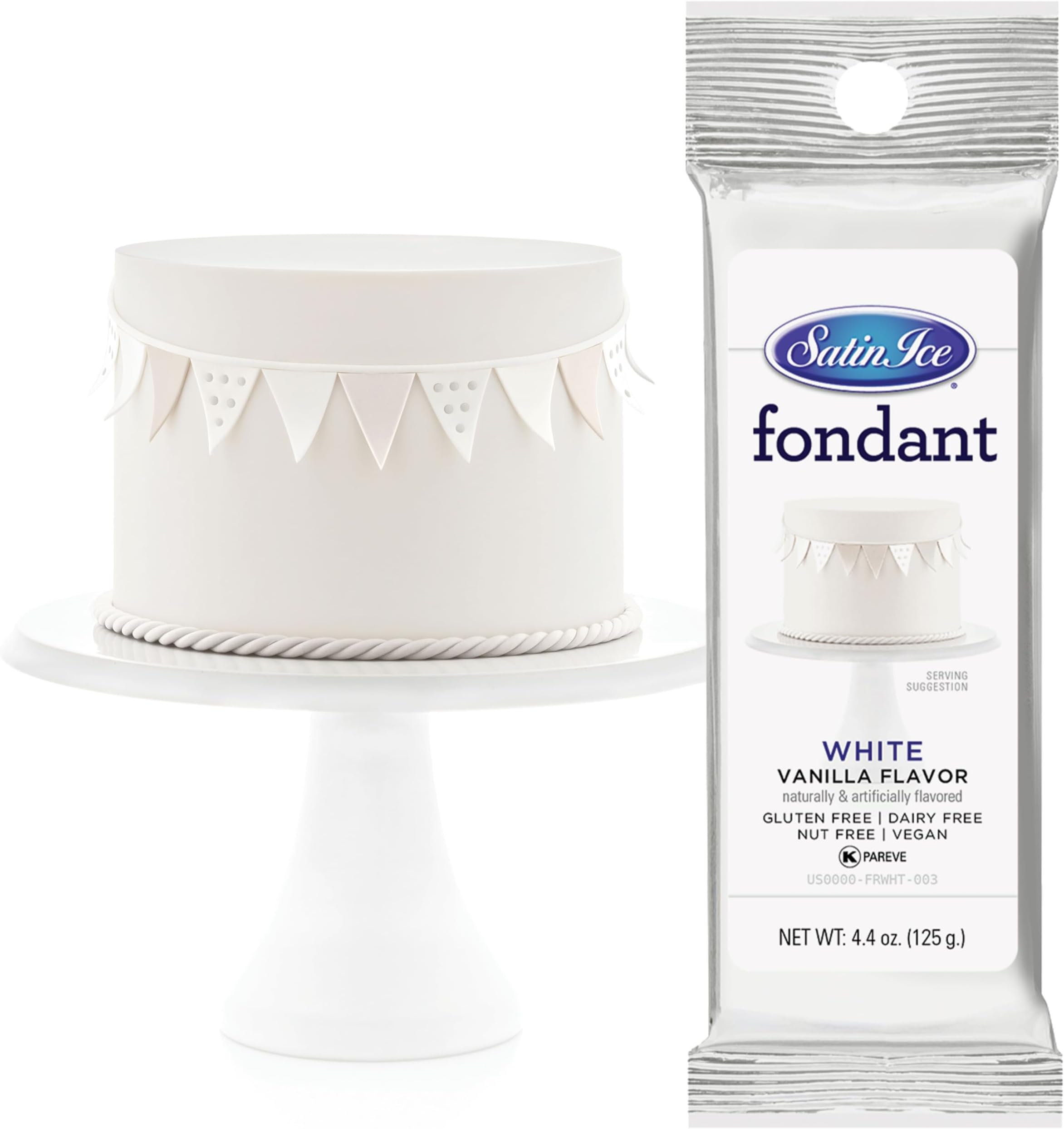 Satin Ice White Fondant, Vanilla, 4.4 Ounces