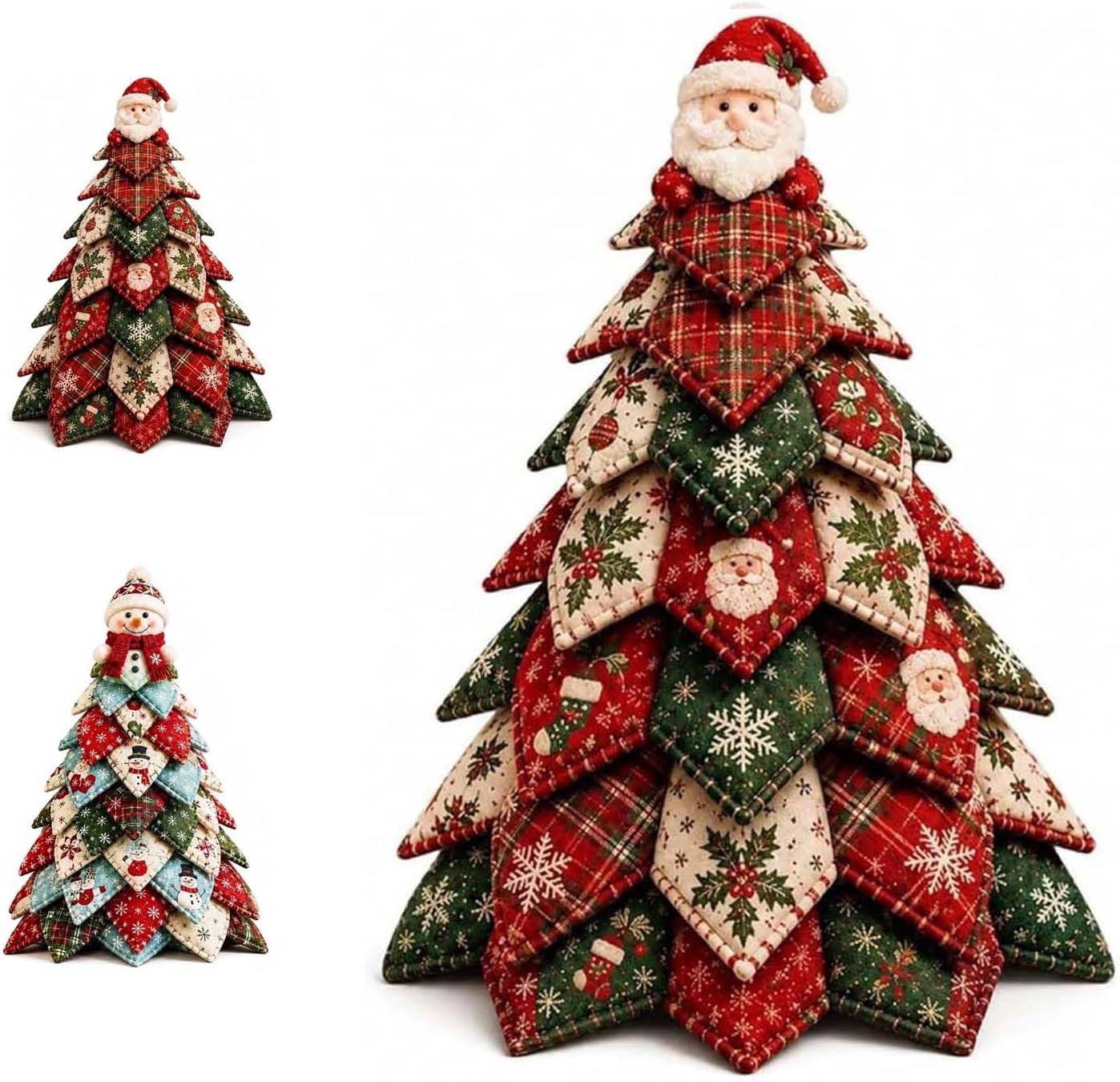 Christmas DIY Quilted Fabric Tree Kit, 3D Fabric Patchwork Craft Set