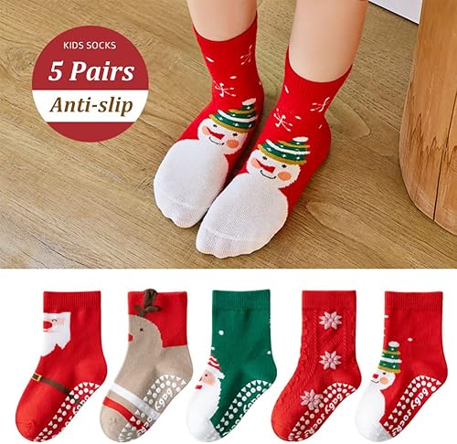 Miniatura 2 de SUITBOY Calcetines de Navidad para niños, calcetines antideslizantes para bebés, regalos coloridos de Navidad para niños y niñas, calcetines cálidos
