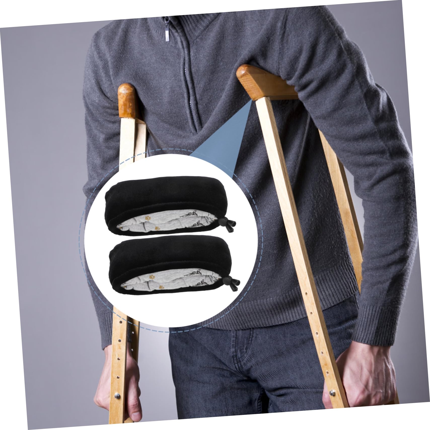 minkissy 5 Pares manga de la axila de muleta Cubierta para muletas Accesorios para muletas cojines para muletas almohadilla para las axilas resistente desgaste cubierta de la axila Black