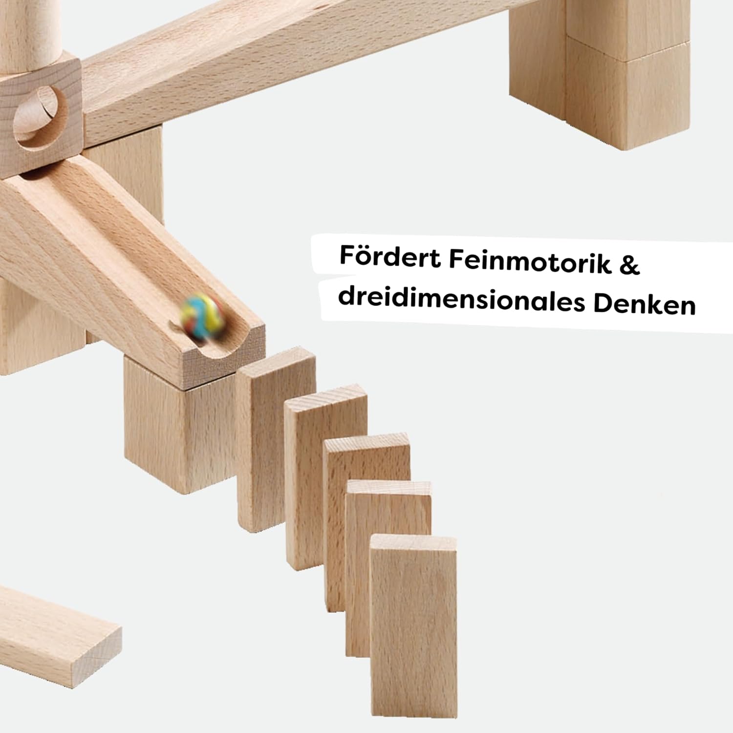 HABA Wooden Marble Run Ball Track Building Set for 4-10 Year Olds, STEM Toy with 49-Piece Wooden Track and Marbles, Montessori Toys for 4 Year Olds