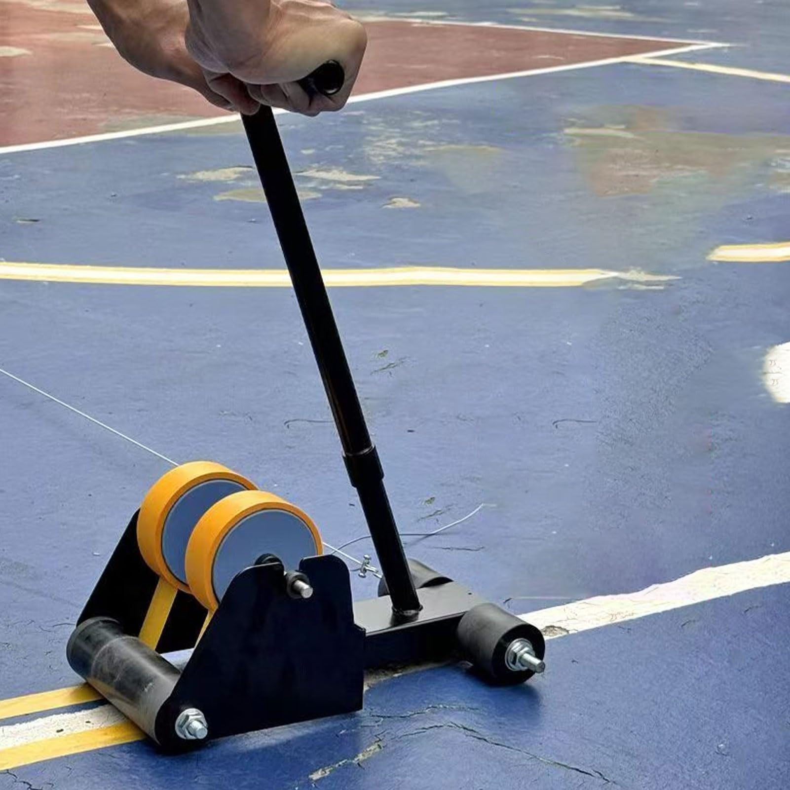 BRRNOO Máquina de Marcado de Cinta de Empuje Manual Aplicador de Cinta de Piso con Aguja Guía Ajustable y Escala para Marcado de Líneas de Cancha de Estacionamiento