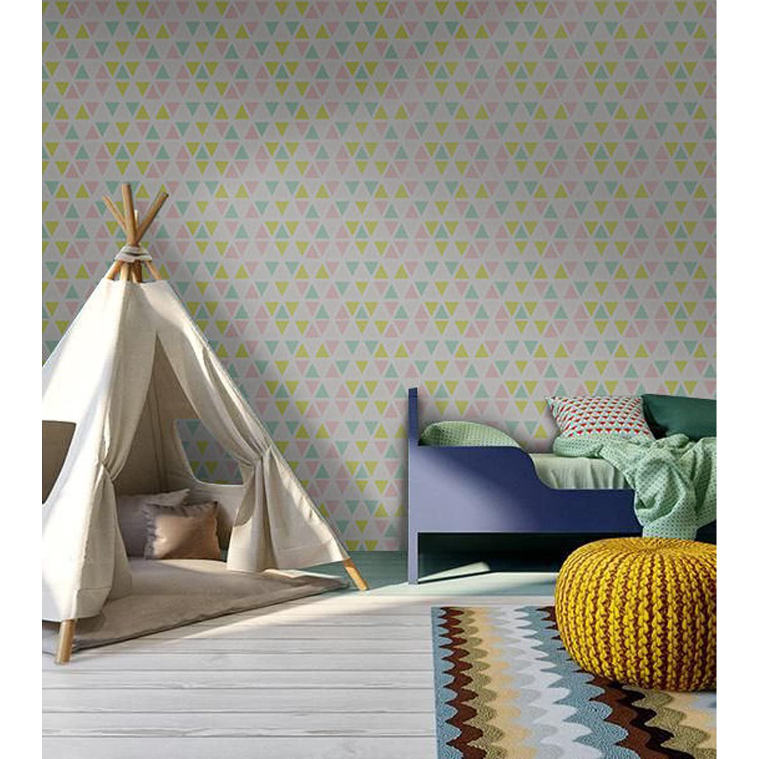 Papier Peint Triangles Latex Rénovation Murale Facile 312x219