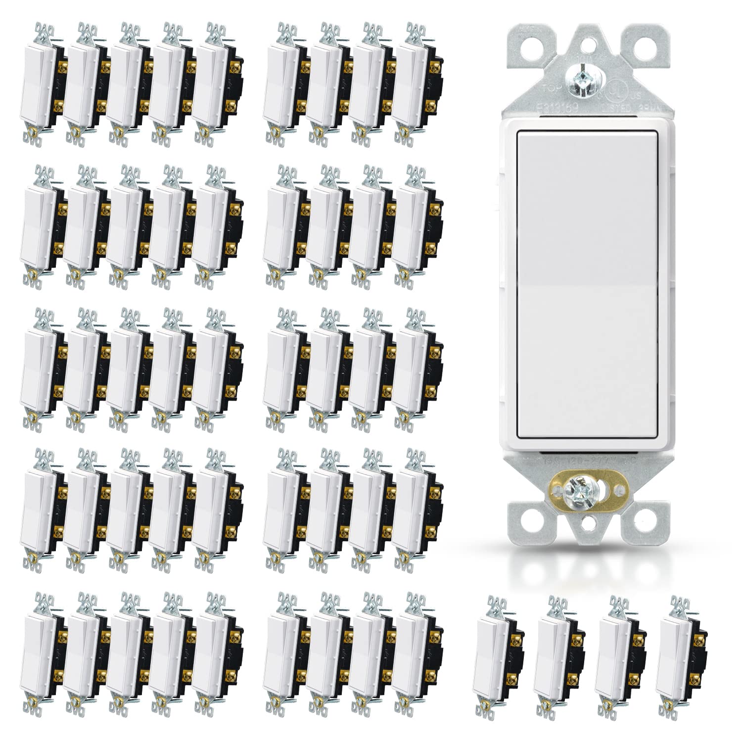 15A 120/277V Rocker Wall Switch In White, UL Listed - Foto 4