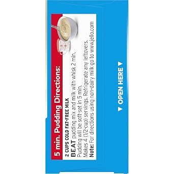Jell-O Zero Sugar Instant Pudding & Pie Filling Mix, White Chocolate Flavor, Fat Free Reduced Calorie Dessert for Baking, Pies & No-Bake Recipes, 1 oz (Pack of 24)