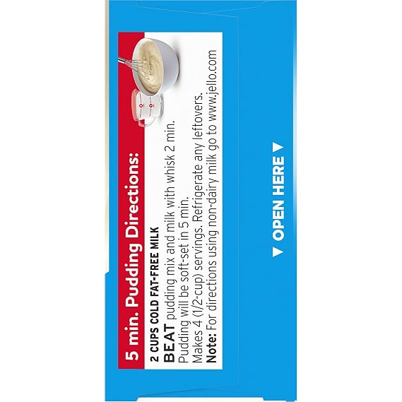Jell-O Zero Sugar Instant Pudding & Pie Filling Mix, White Chocolate Flavor, Fat Free Reduced Calorie Dessert for Baking, Pies & No-Bake Recipes, 1 oz (Pack of 24)