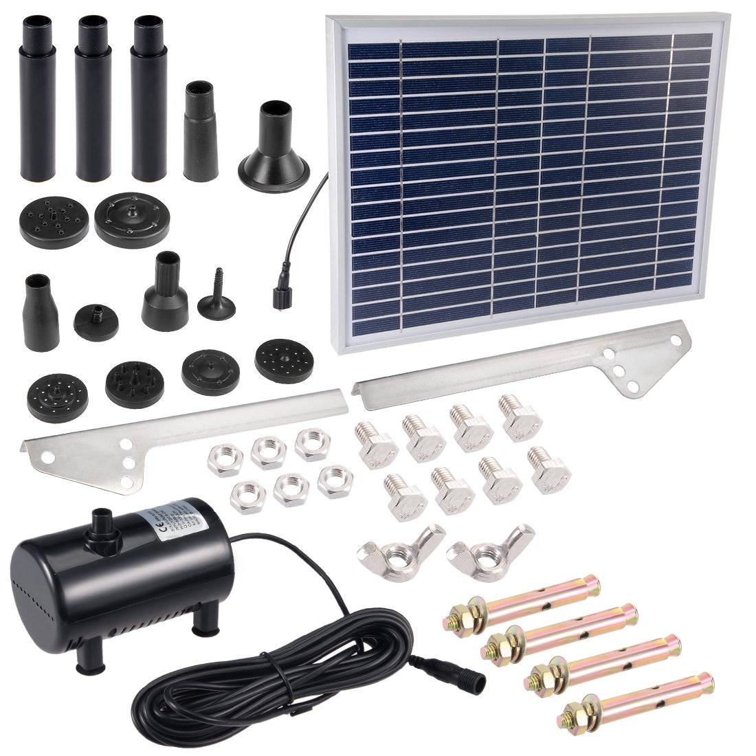 Ruilogod Pompa acqua Kit solare 10W 3M / 9.8ft lunghezza del cavo con 7 sprinkler teste, sommergibili pompa acqua solare, del giardino all'aperto innaffiatura dello Z915 Pompa Giardino Patio Bird Bat